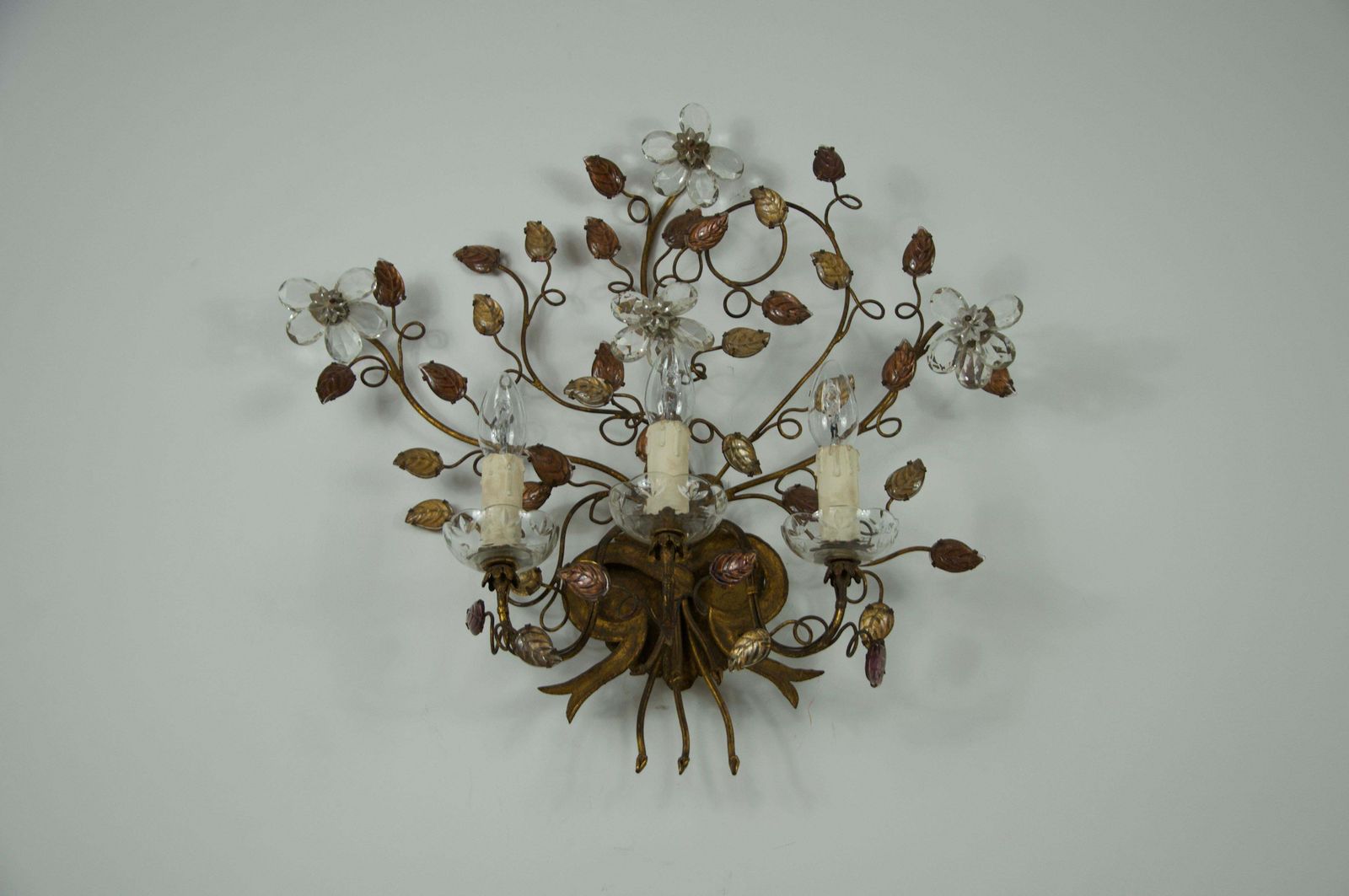 Florentine Flower Shape Wall Lamp By Banci Firenze, Italy, 1970s photo vintage