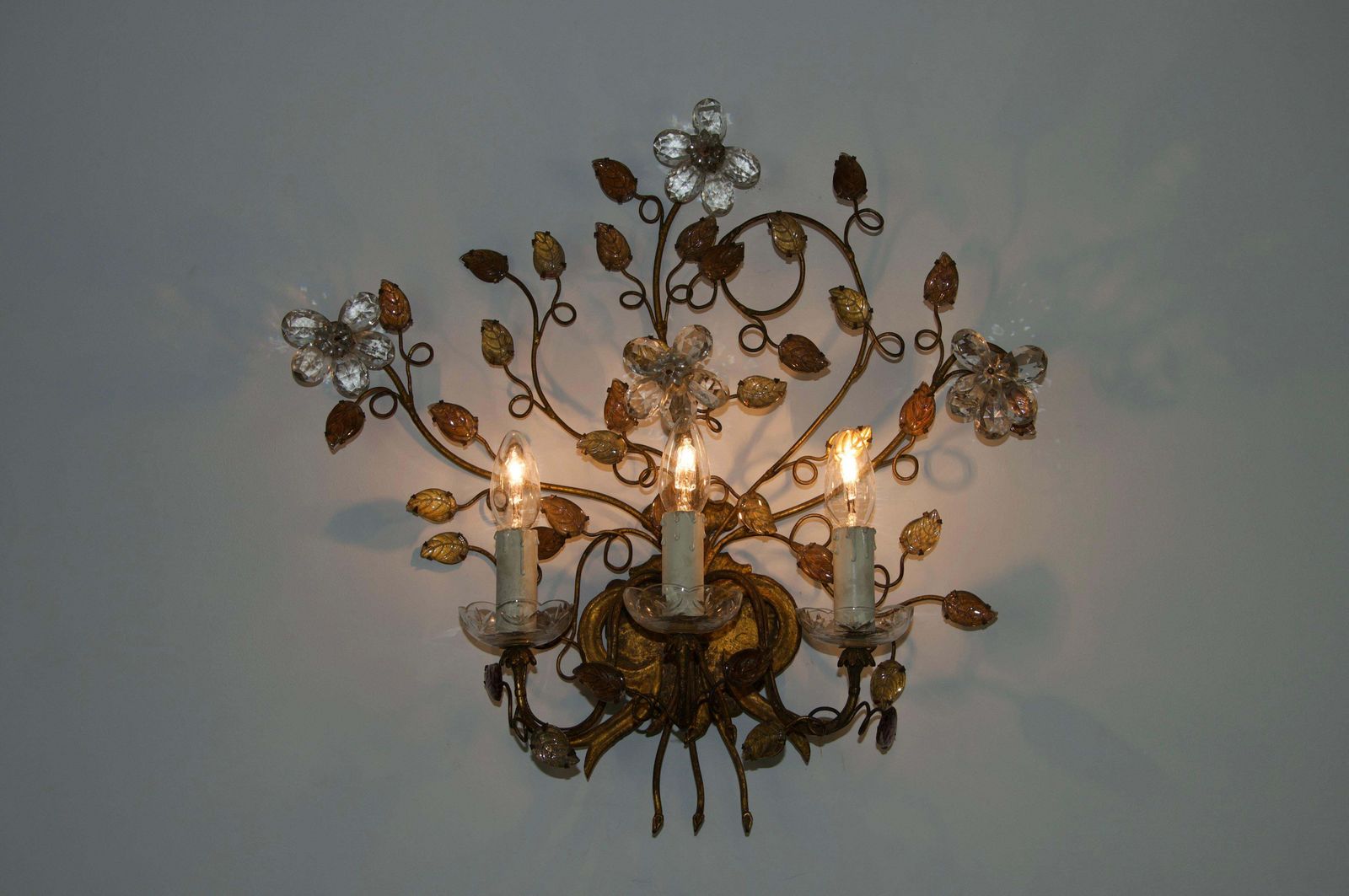 photo for sale Florentine Flower Shape Wall Lamp By Banci Firenze, Italy, 1970s