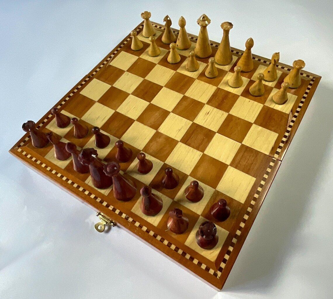 Artisan Made Wooden Chess Set From Mexico photo vinterior