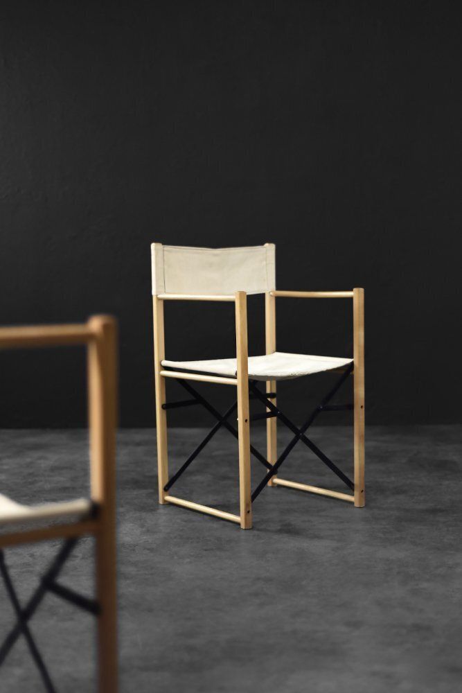 Mid Century Scandinavian Modern Beech & Canvas Safari Directors Chairs, 1960s, Set Of 2 photo for sale