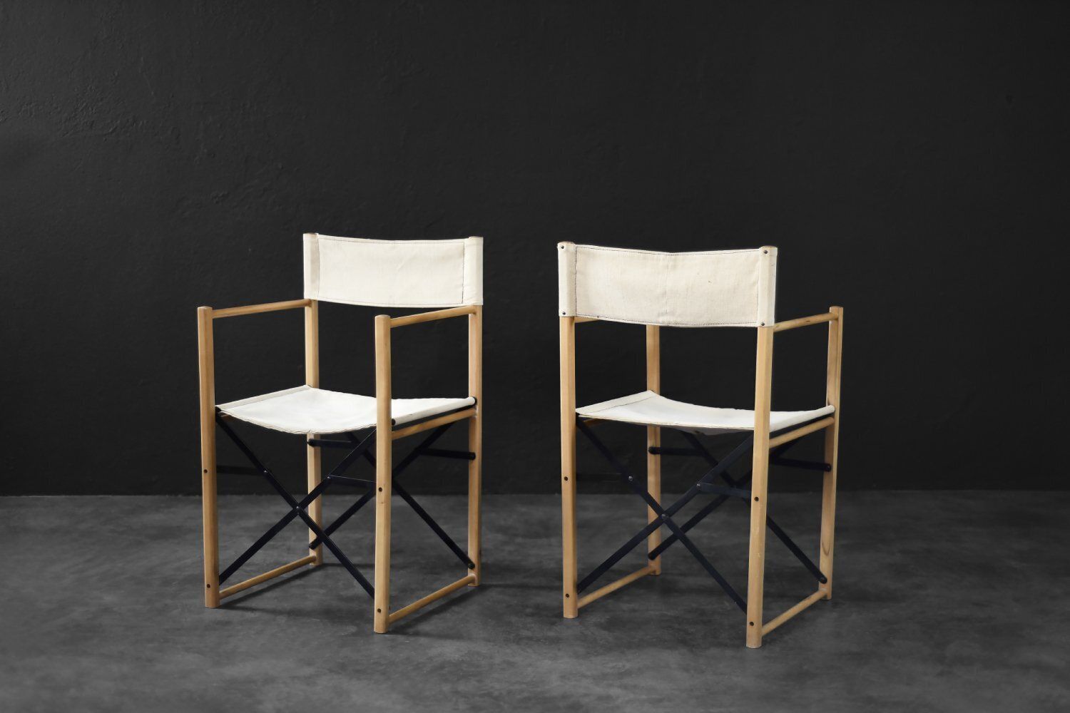 Mid Century Scandinavian Modern Beech & Canvas Safari Directors Chairs, 1960s, Set Of 2 photo 951.0