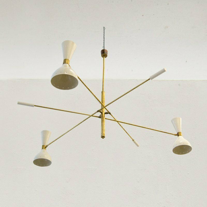 Mid Century Italian Brass And Aluminum Chandelier, 1960s photo 2052.0