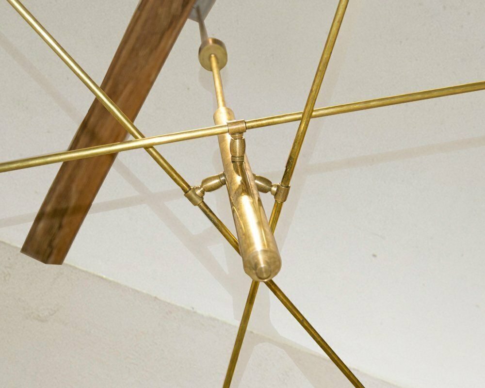 photo furniture Mid Century Italian Brass And Aluminum Chandelier, 1960s