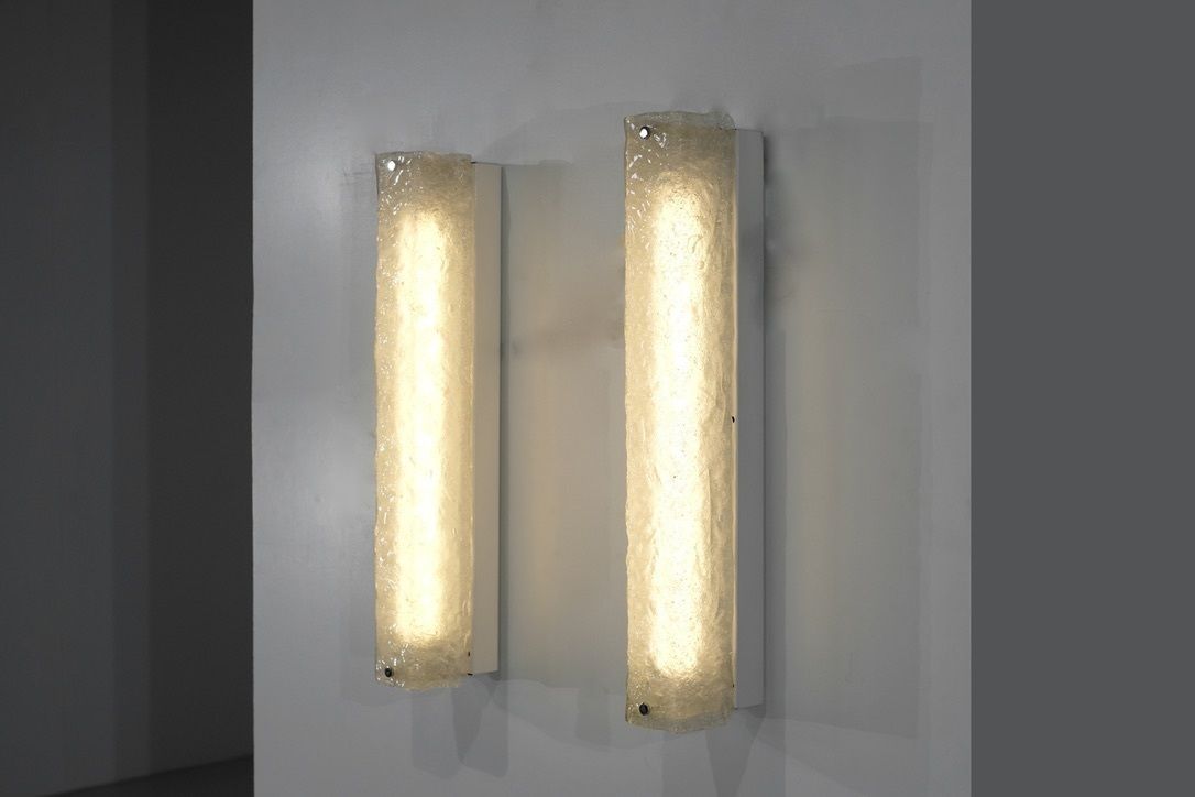 photo buy Large Pair Of Wall Lights In Murano Glass, Italy 1970s.