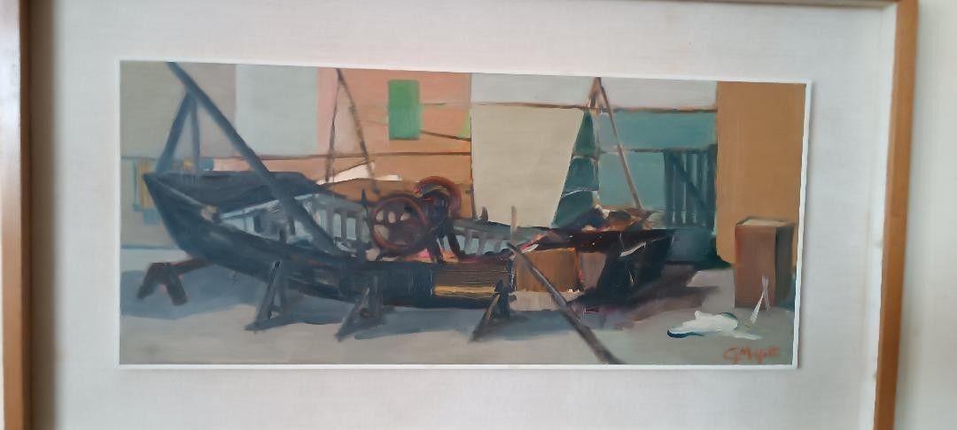 Marine Painting Oil On Board Signed 1950s\60s photo Art