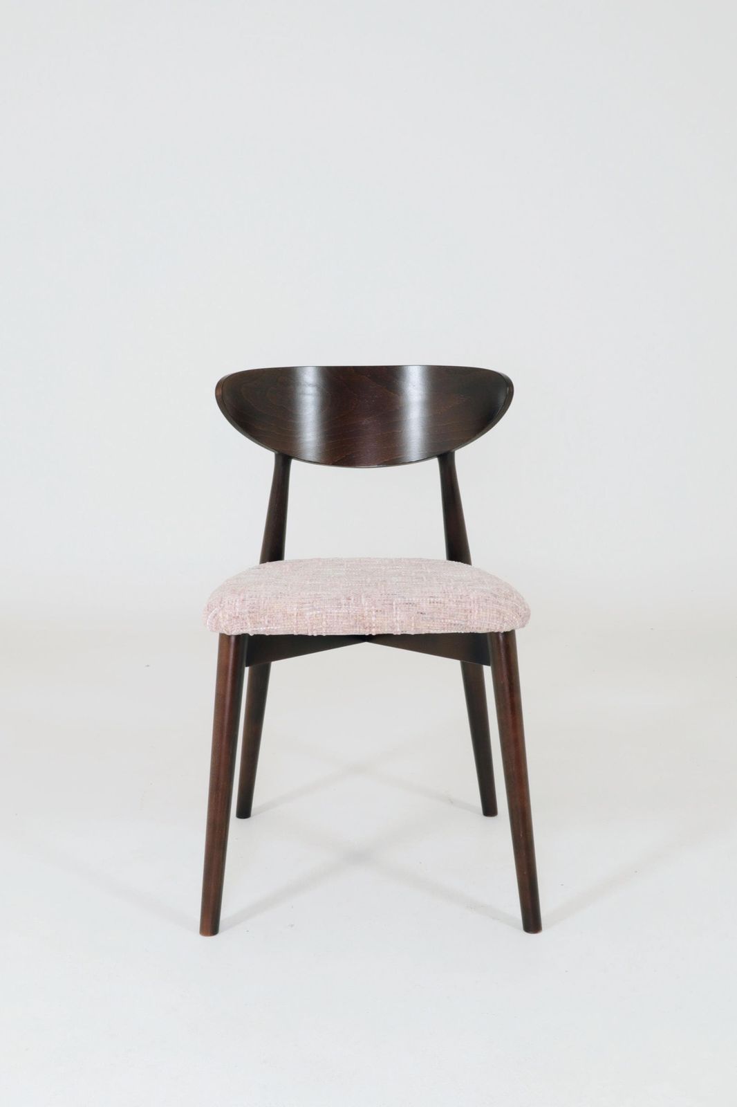 Subltle Pink Set Of 6 Scandinavian Design Dining Chairs, Dark Walnut Color Wood photo furniture