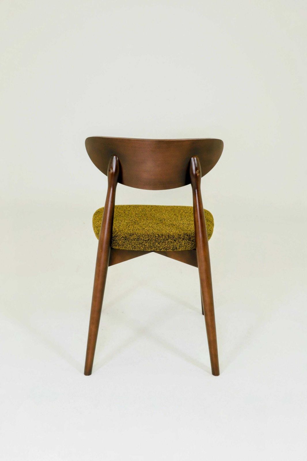 Set Of 6 Modern Beech Wood Dining Chair, Yellow Bouclè, Dark Color Wood photo buy