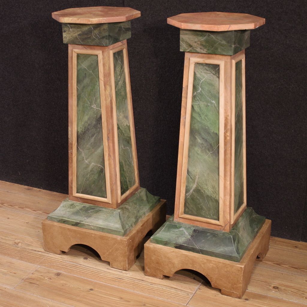 Pair Of 20th Century Lacquered Italian Columns photo vinterior