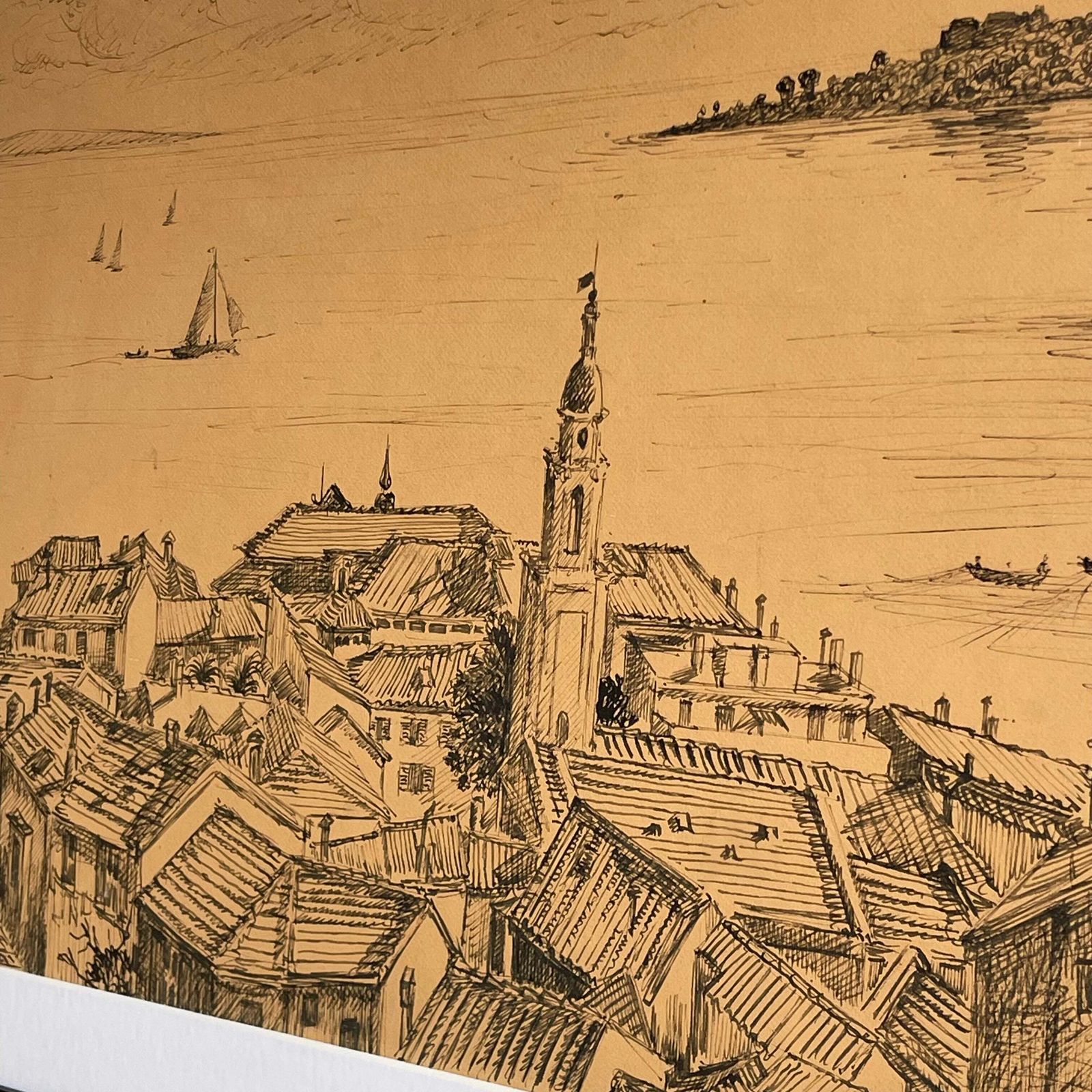 Original Framed Sketch, Mid 20th Century photo vinterior