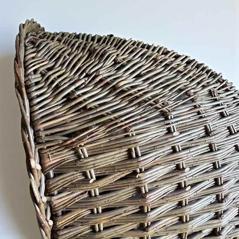 photo for sale Vintage Wicker Porters Chair Upholstered In Mulberry Rococo Linen