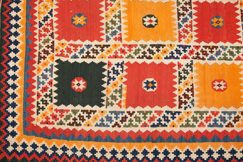 Antique Qashqai Kilim Runner 384x115cm photo for sale