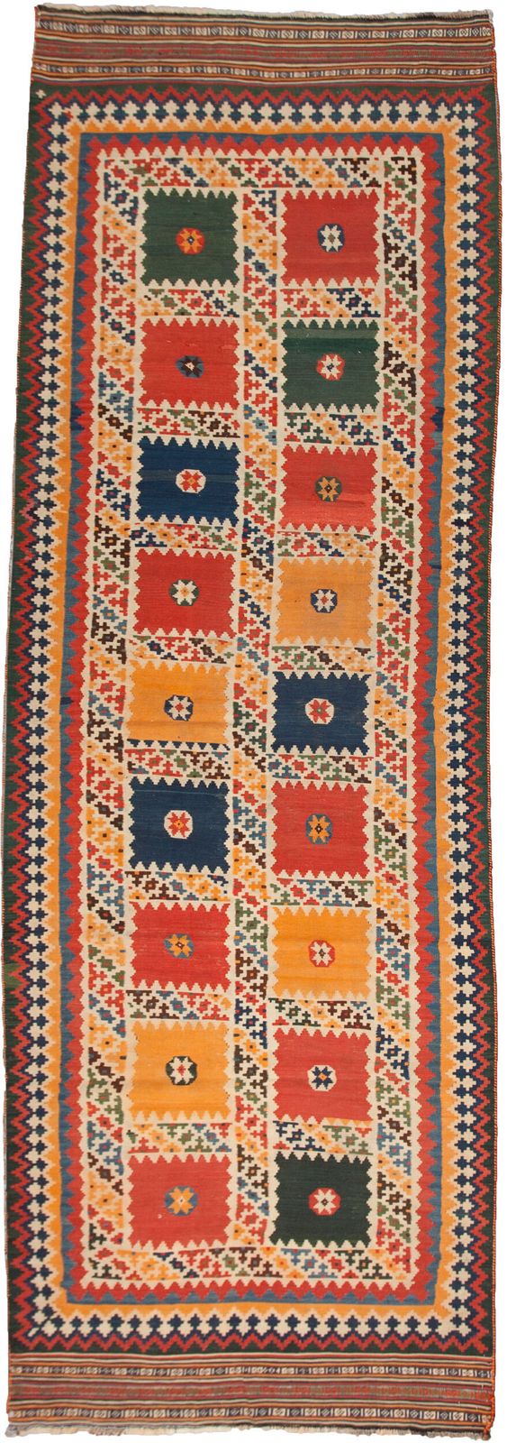 Antique Qashqai Kilim Runner 384x115cm