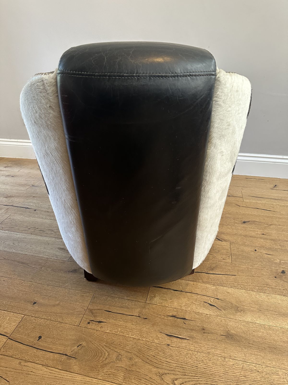 Vintage Black And White Leather Cowhide Armchair photo vinterior