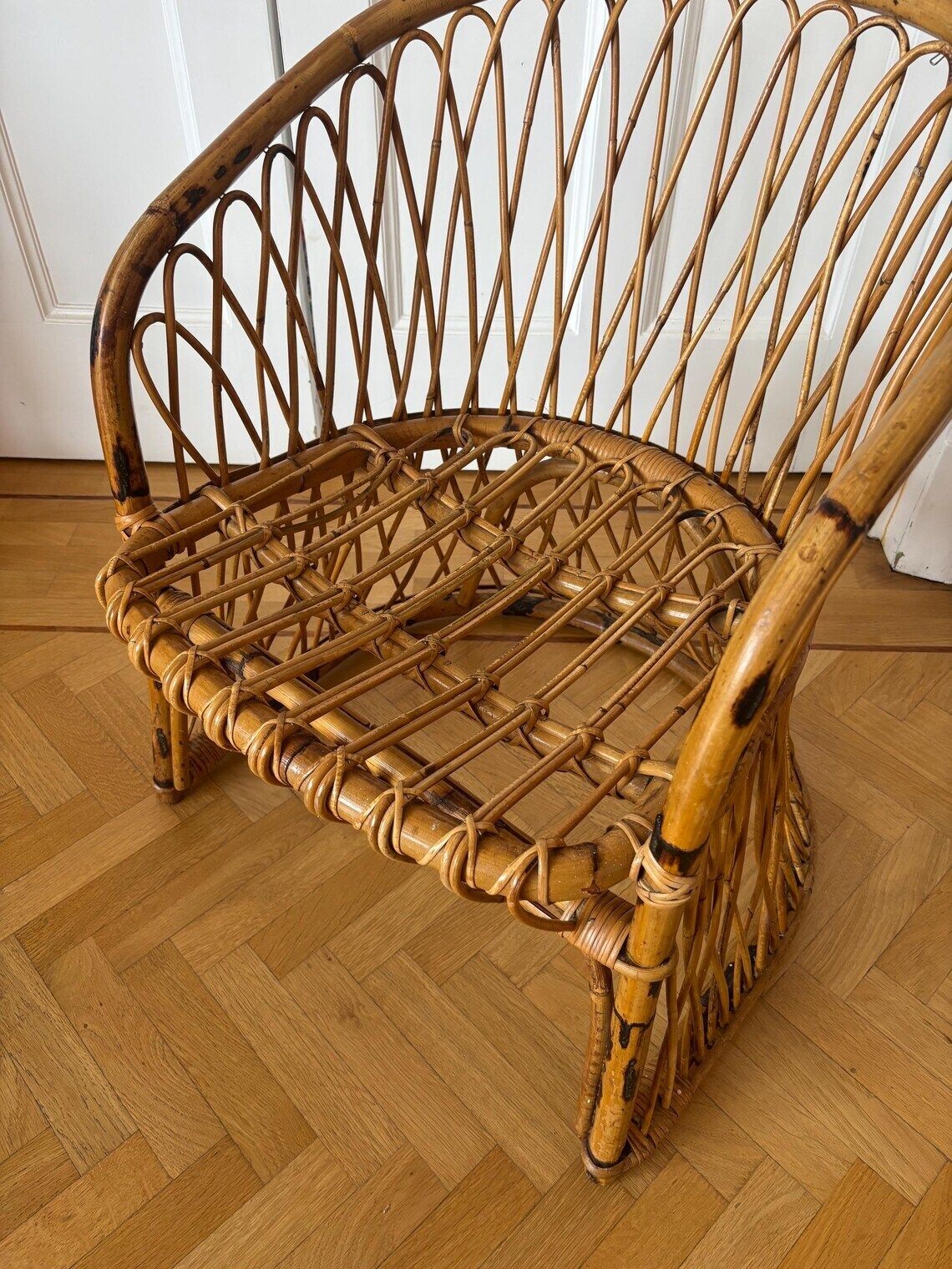 Mid 20th Century Bamboo Rattan Lounge Patio Chair photo buy