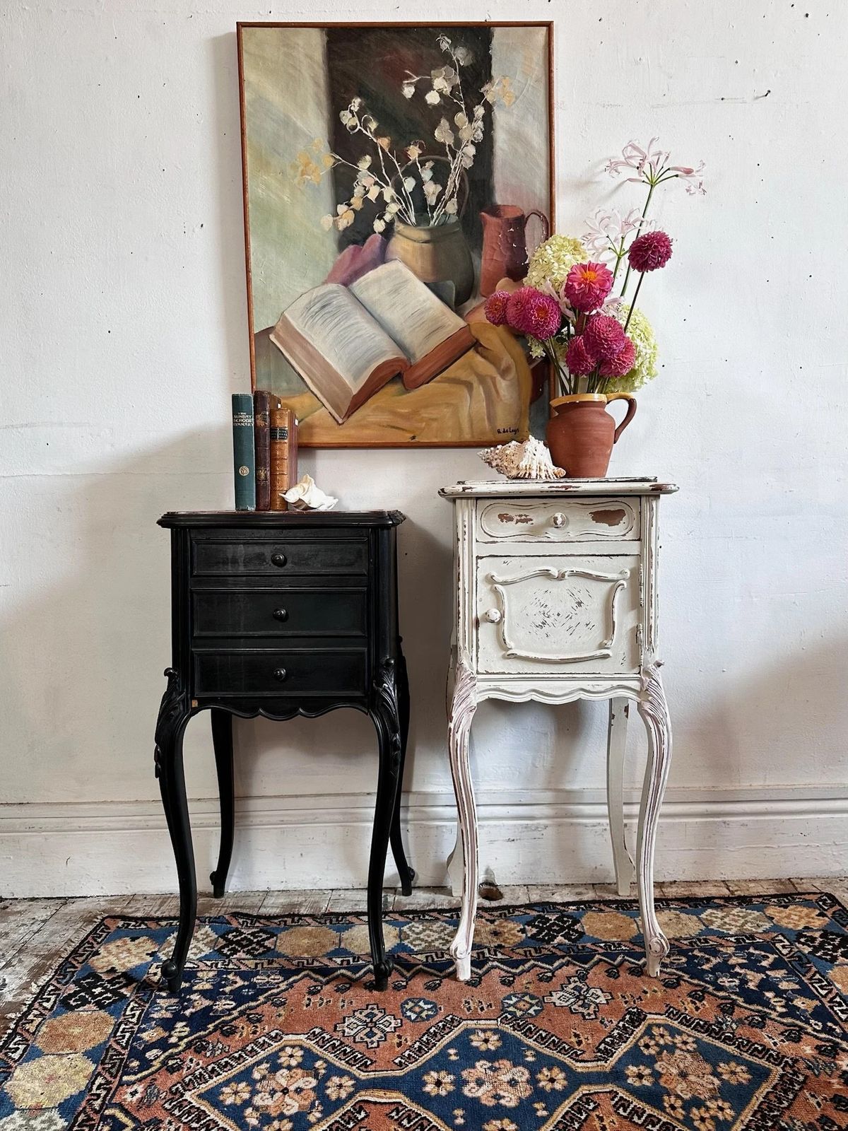 French Louis XV, Marble Top Bedside Table