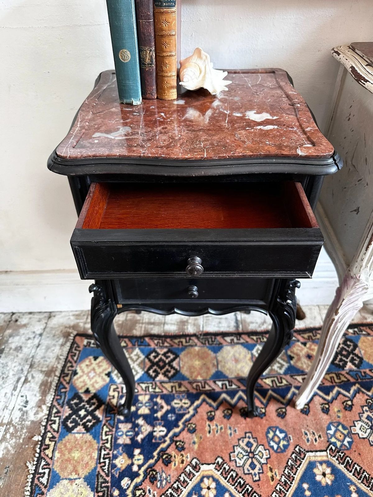 photo furniture French Louis XV, Marble Top Bedside Table
