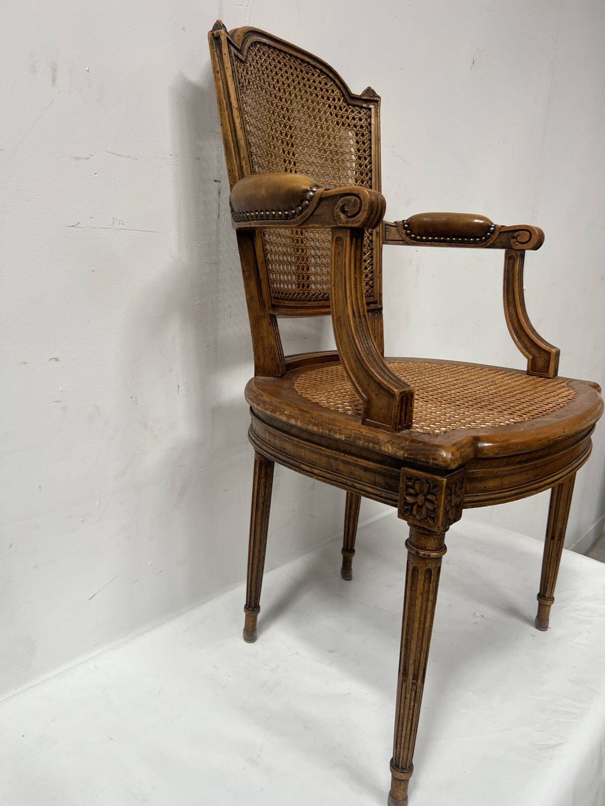 Louis XVI Style Office Chair In Stained Beech photo buy
