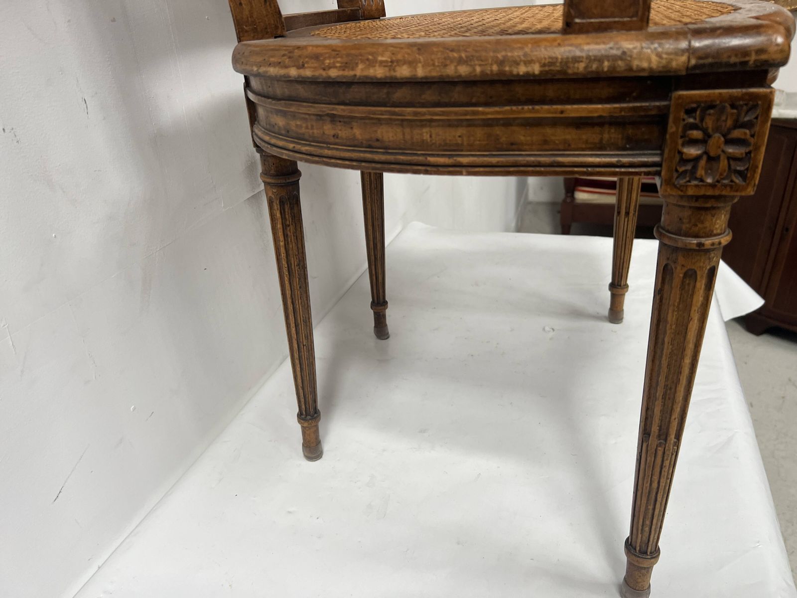 Louis XVI Style Office Chair In Stained Beech photo vintage