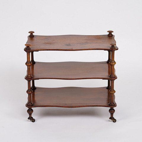Etagere/Shelf With 3 Shelves   Mahogany   Turned Columns   Wheels   19th Century