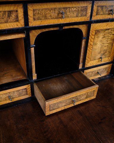 Secretary   Hand Polished Birch & Intarsia   2 Drawers   1840s photo for sale