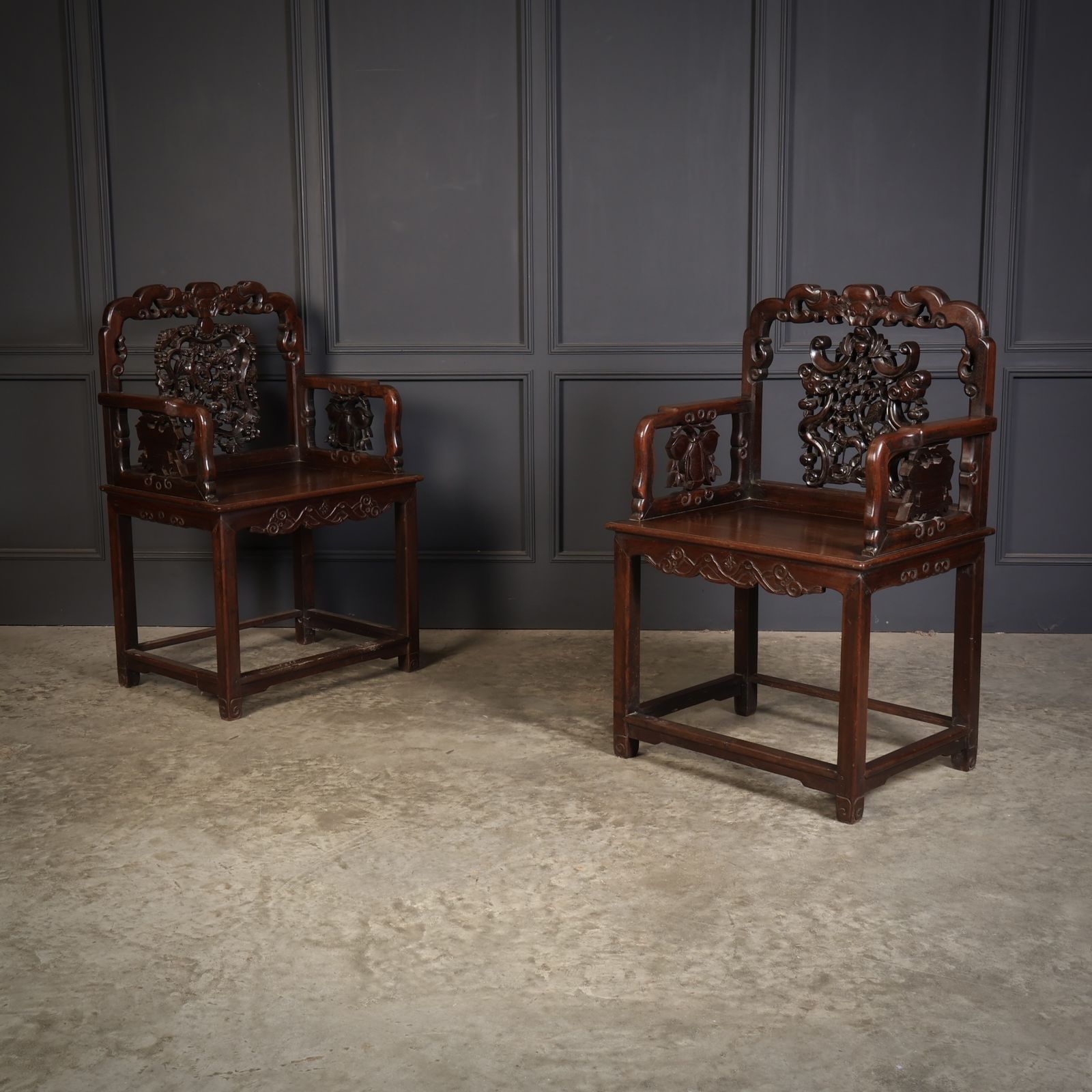 Pair Of Chinese Hongmu Throne Chairs photo furniture