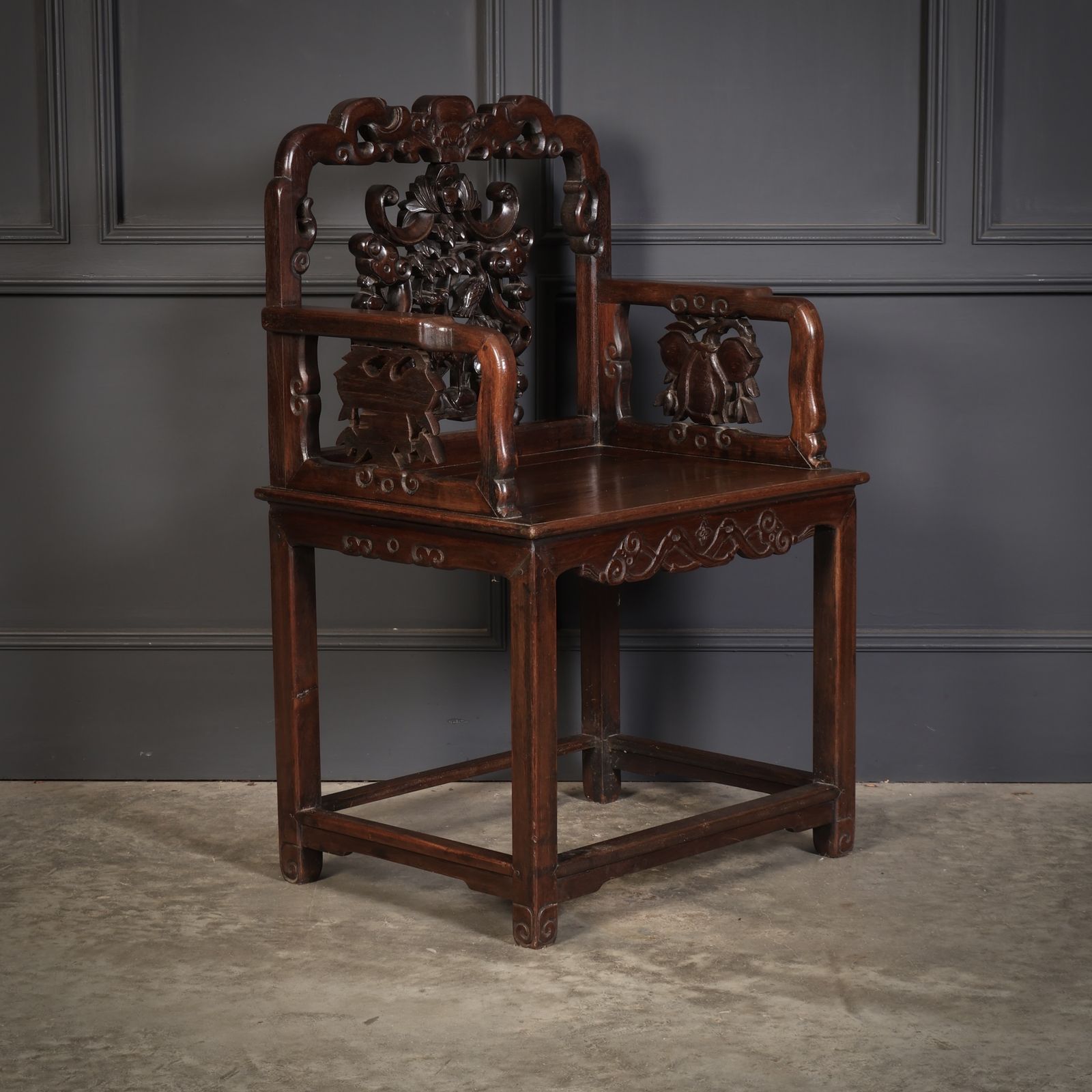 photo for sale Pair Of Chinese Hongmu Throne Chairs