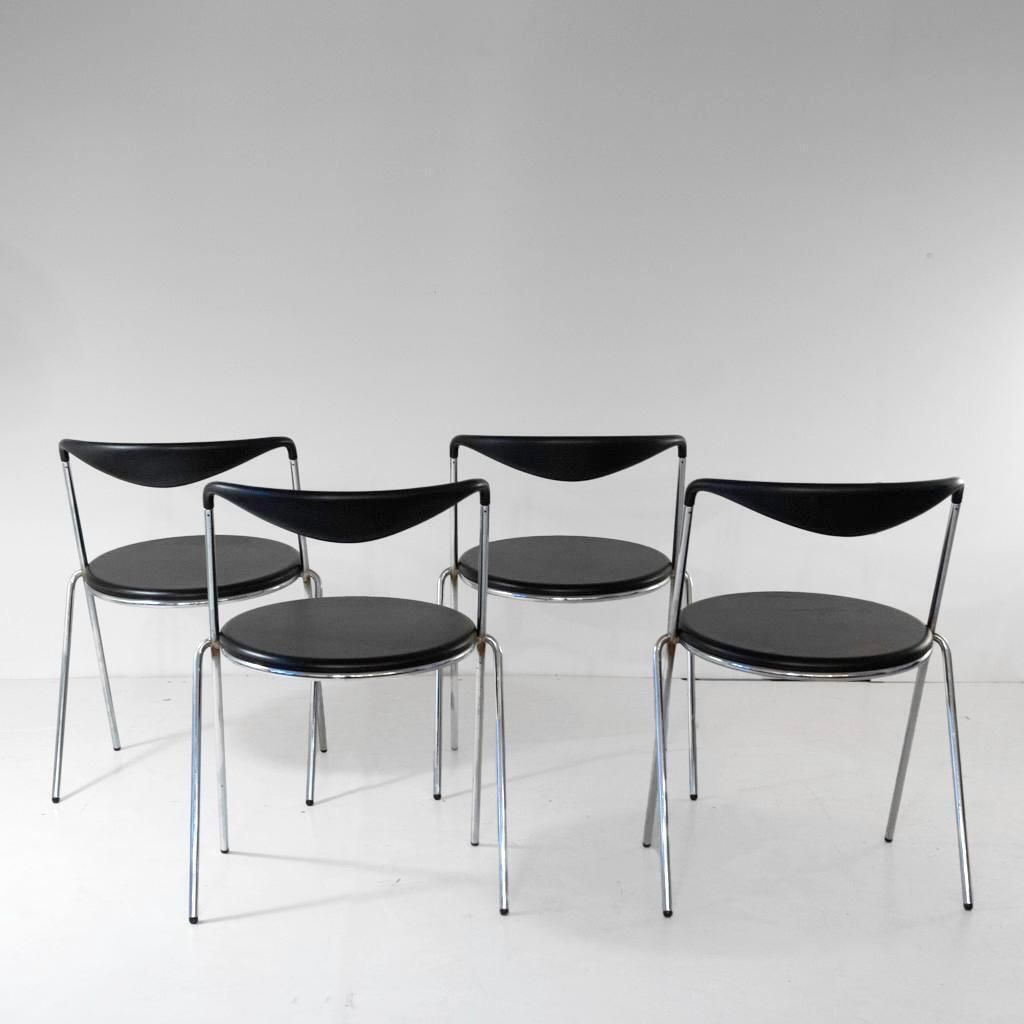 Industrial Stackable Dining Chairs In The Style Of Hans Eichenberger, Set Of 4 photo vintage