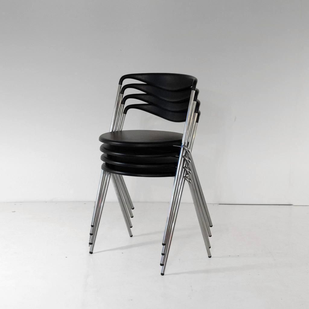 photo vinterior Industrial Stackable Dining Chairs In The Style Of Hans Eichenberger, Set Of 4