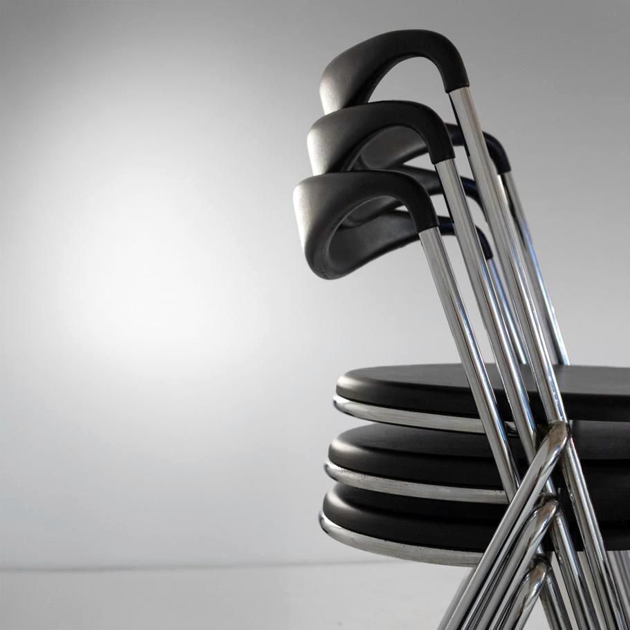 photo buy Industrial Stackable Dining Chairs In The Style Of Hans Eichenberger, Set Of 4