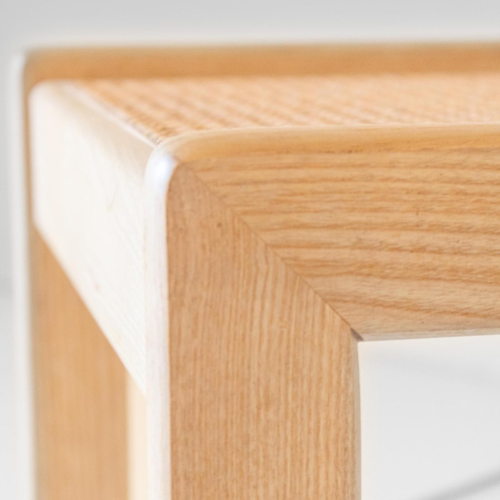 photo for sale Set Of Four Italian Oak Dining Chairs With Vienna Straw Seats, 1970s