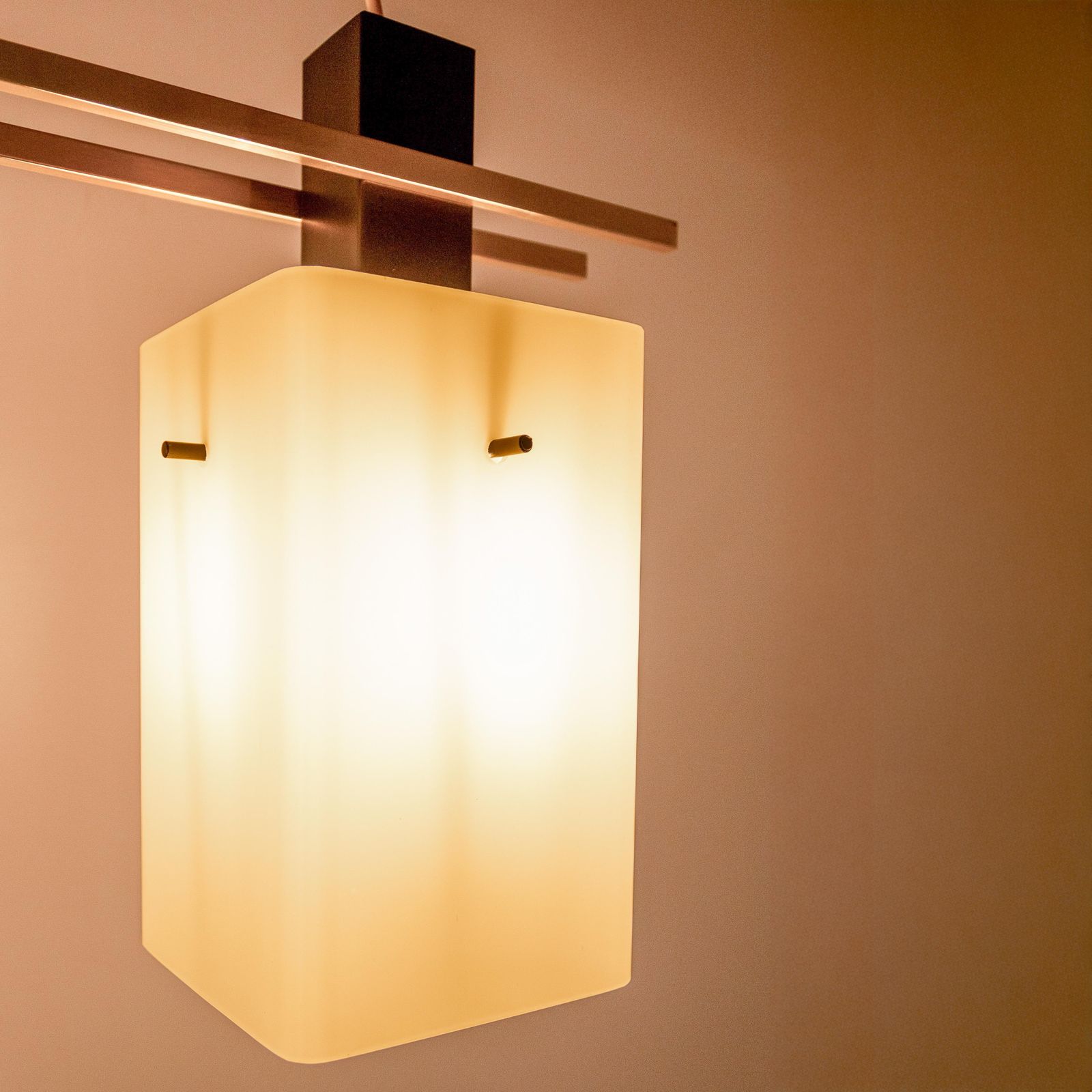 1950s Italian Stilnovo Pendant In Opaline Glass And Brass photo Lighting