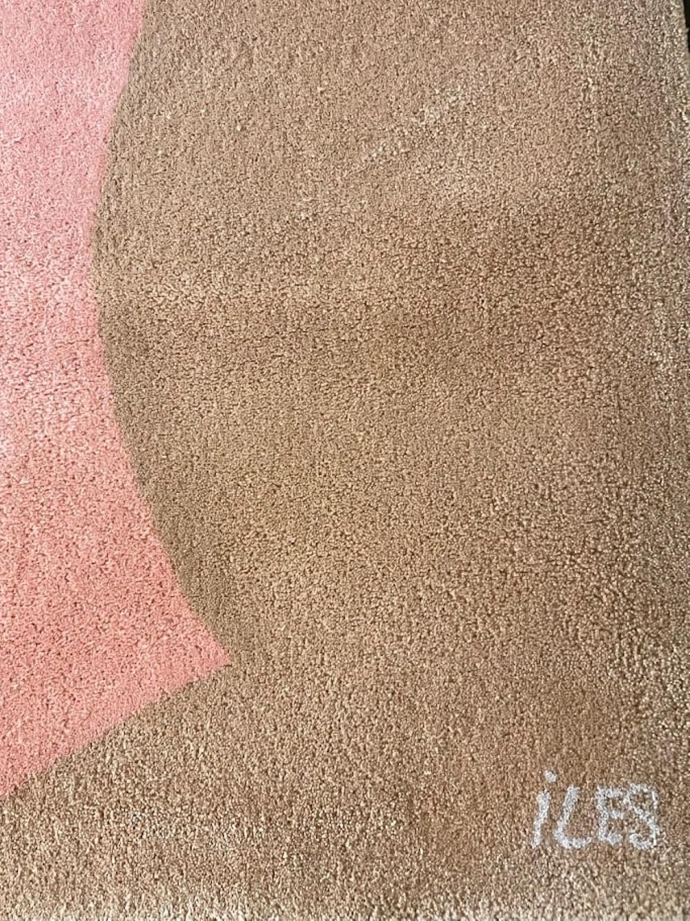 Tisca Abstract Hand Tufted Wool Rug, Signed “Iles”, France, 1990s photo Textiles