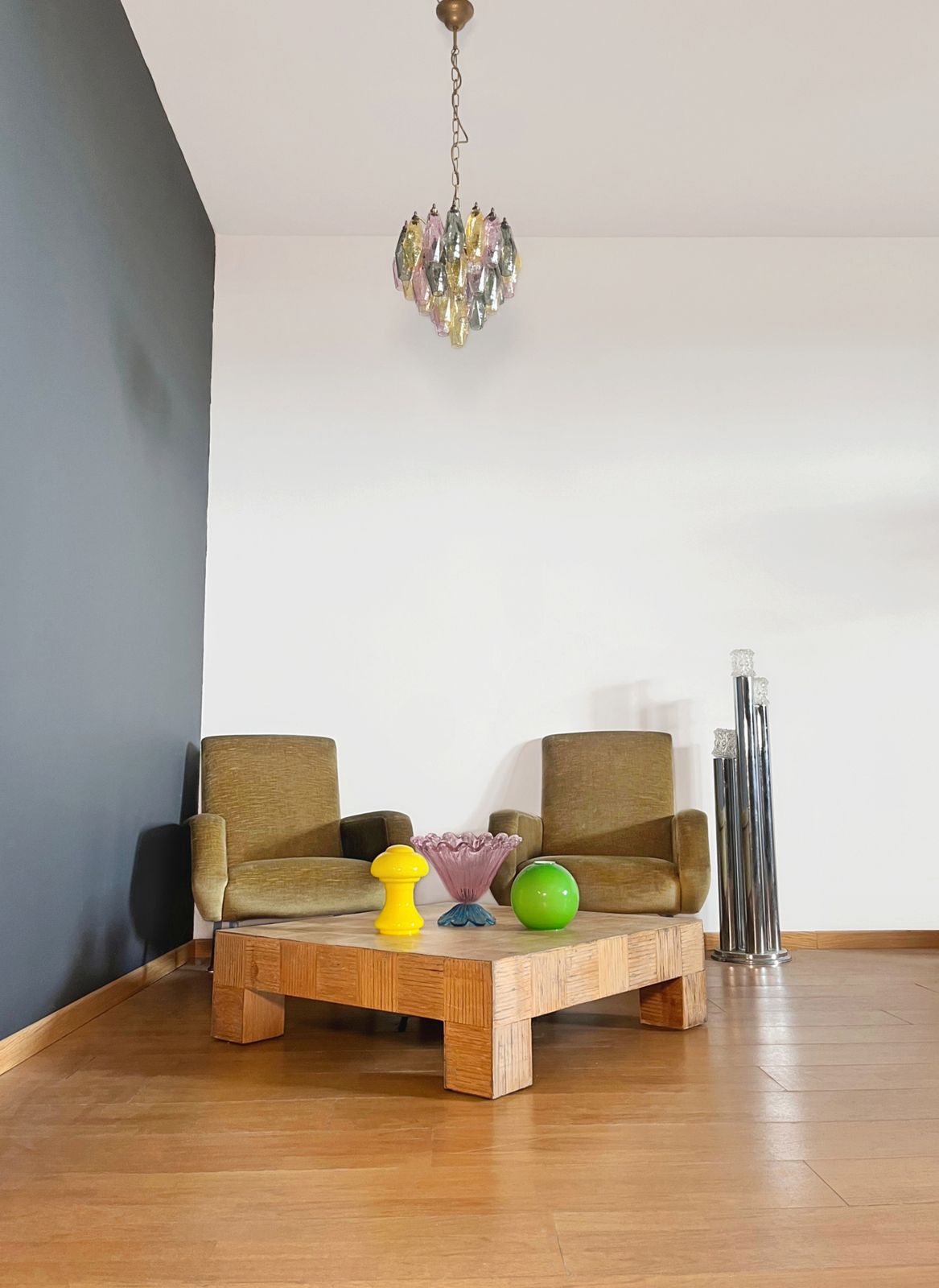 Elegant Murano Multicolored Poliedri Chandelier   Carlo Scarpa Design photo furniture