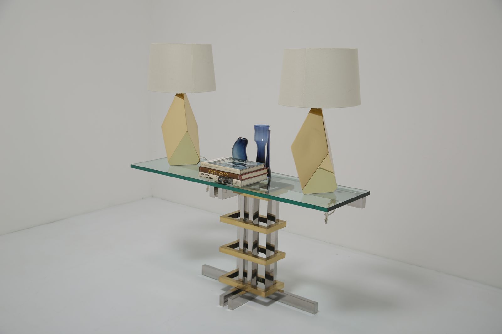 Modernist Chrome, Brass And Glass Console By Alfredo Freda For Cittone Oggi, Italy, 1970s. photo Furniture