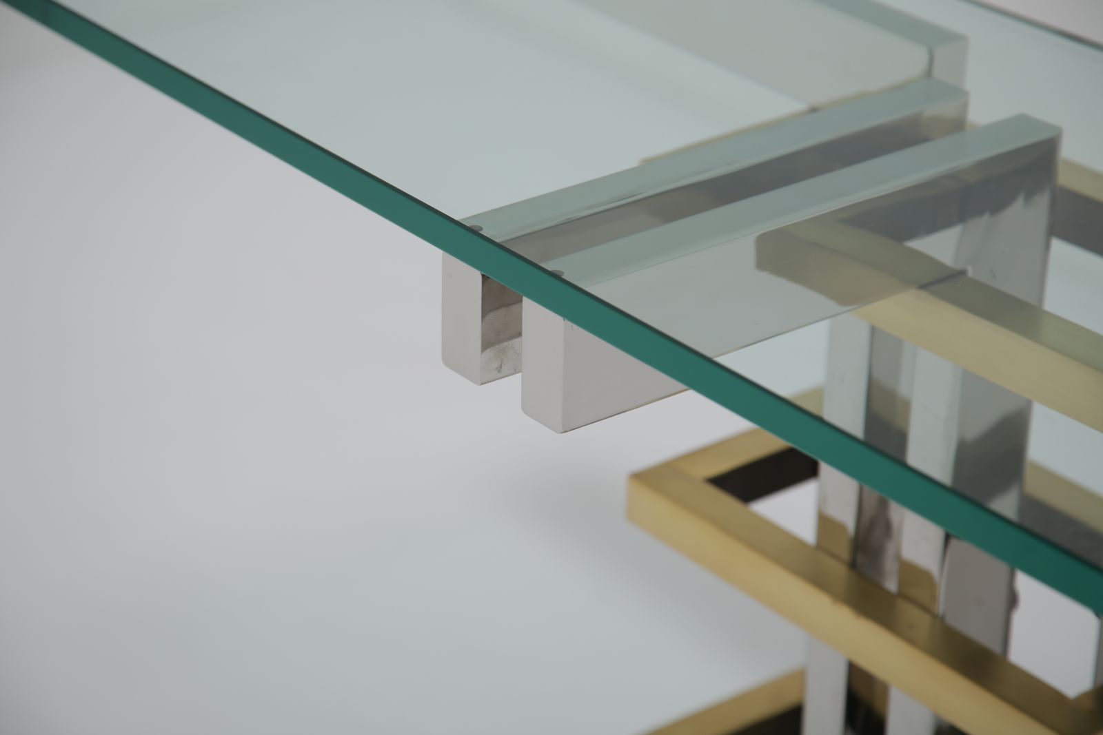 photo buy Modernist Chrome, Brass And Glass Console By Alfredo Freda For Cittone Oggi, Italy, 1970s.
