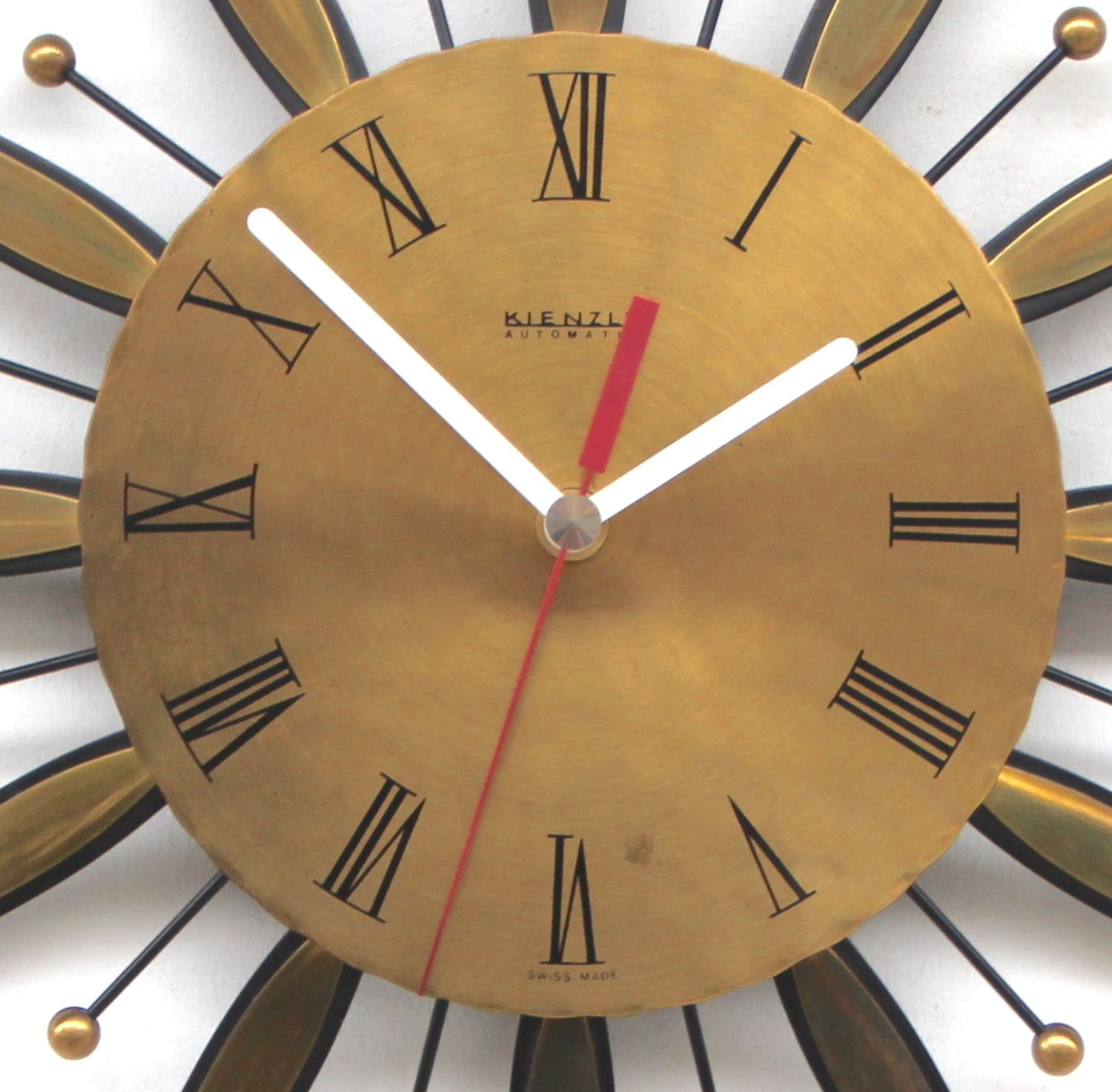 1970s Sunburst Style West German Vintage Factory Wall Clock. Fully Guaranteed photo for sale