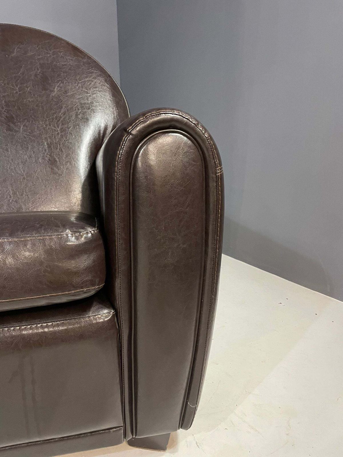 Pair Of Leather Armchairs In French Art Deco Style, 1970s photo Furniture