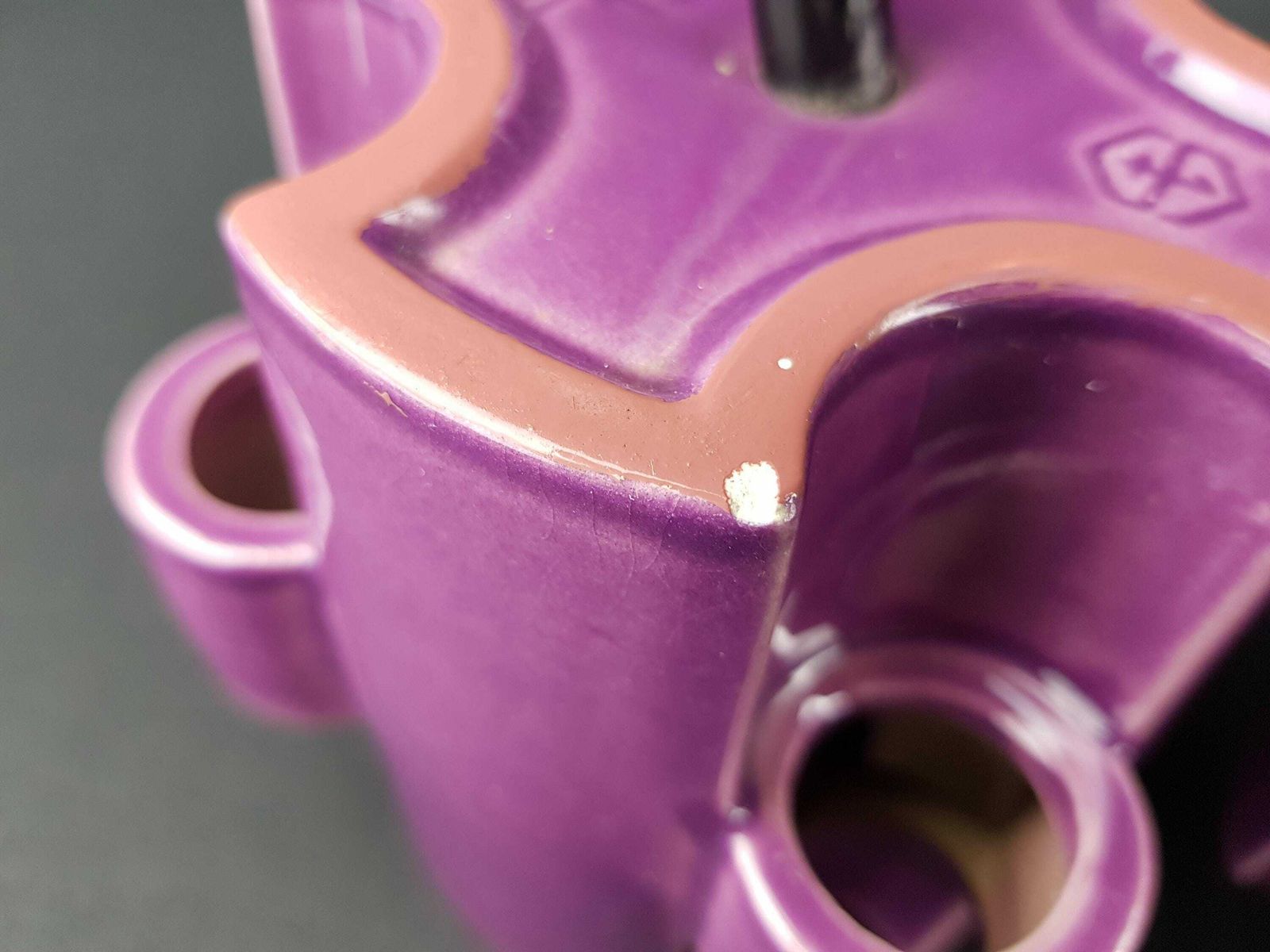 Set Of 3 Vintage Steuler Keramik Purple Ceiling Lamps West German Pottery 1960s photo vinterior