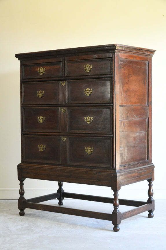 18th Century Style Oak Chest On Stand photo vintage