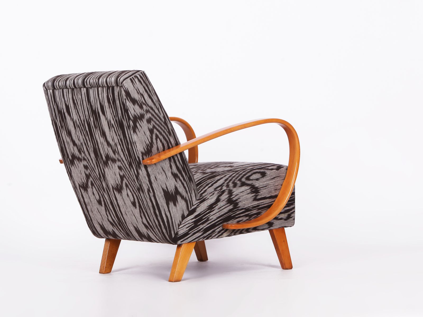Furniture Restored 1950s Jindrich  Halabala Armchair In Handwoven Thai Silk photo