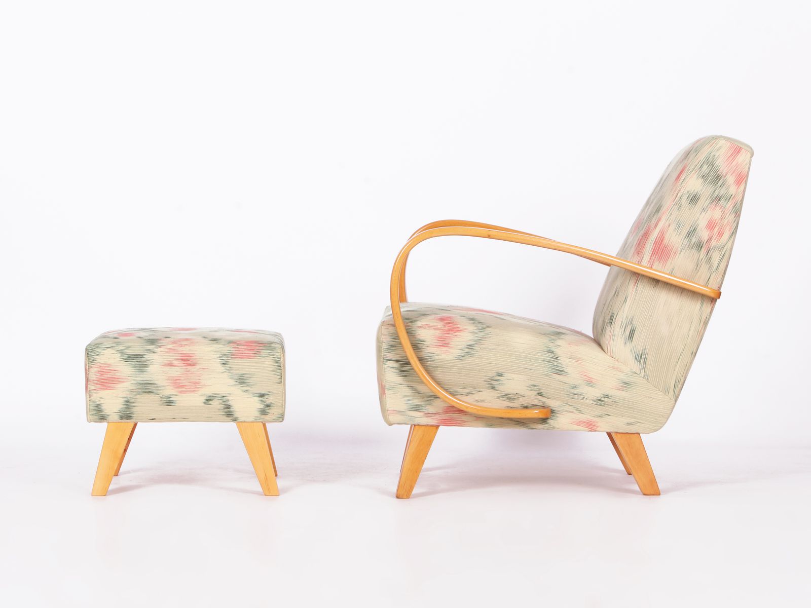 Restored 1950s Jindrich  Halabala Armchair In Handwoven Thai Silk photo furniture
