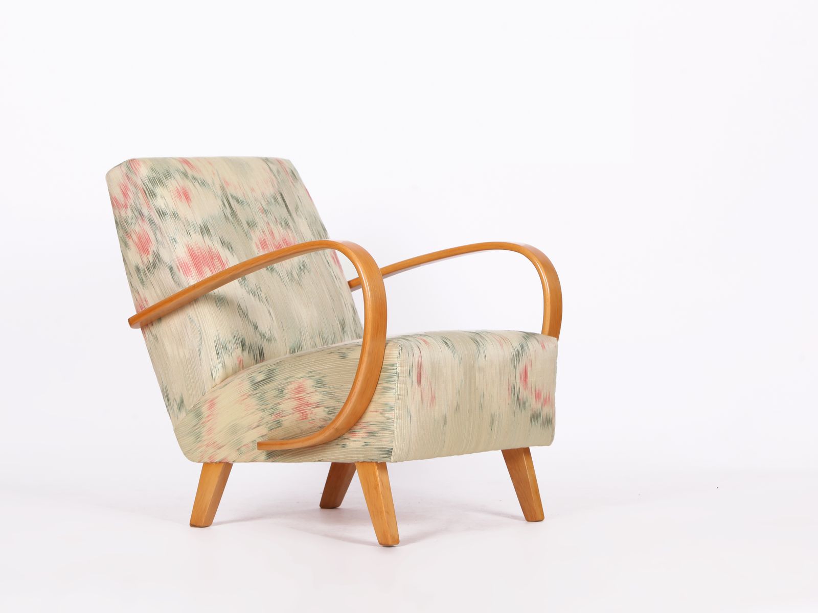 Restored 1950s Jindrich  Halabala Armchair In Handwoven Thai Silk photo Furniture