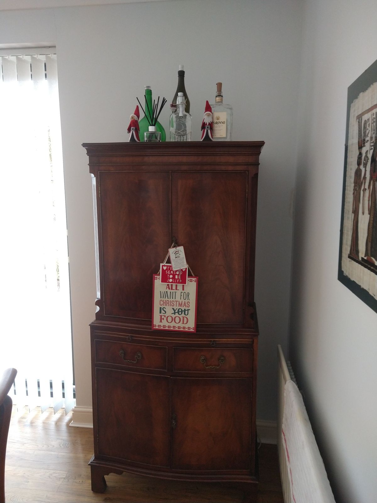 Mahogany Drinks/Cocktail Cabinet With Satin Wood Interior photo furniture