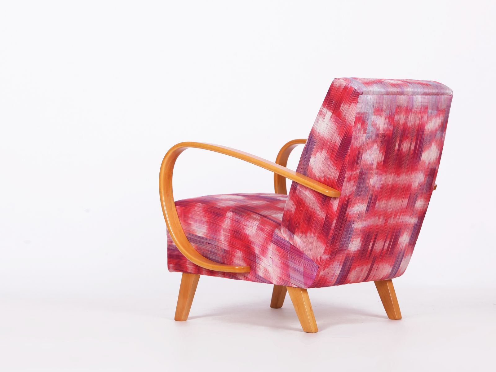 Restored 1950s Jindrich Halabala Armchair In Handwoven Thai Silk photo Furniture