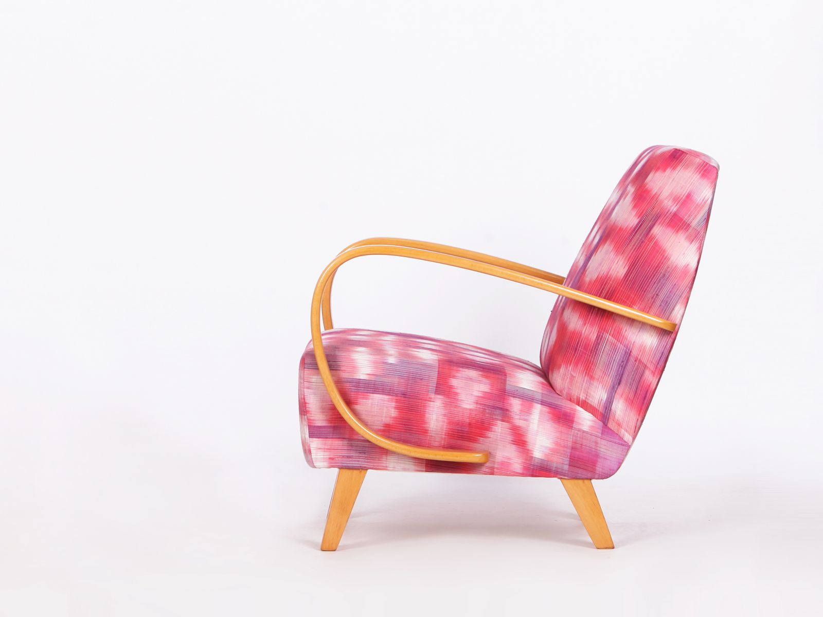 Restored 1950s Jindrich Halabala Armchair In Handwoven Thai Silk photo vinterior