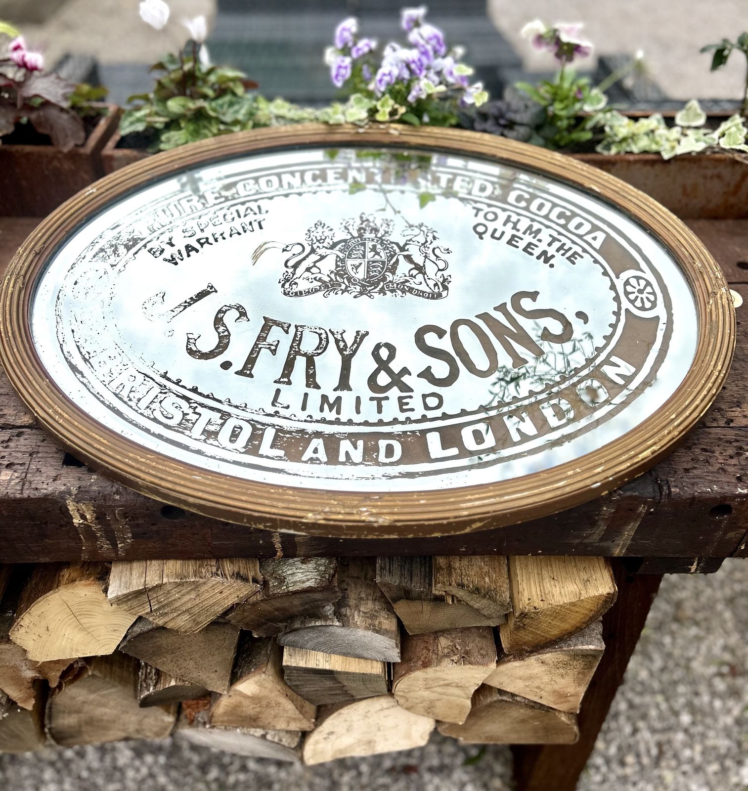 Rare Late 19th Century Fry & Sons Advertising Mirror photo vintage