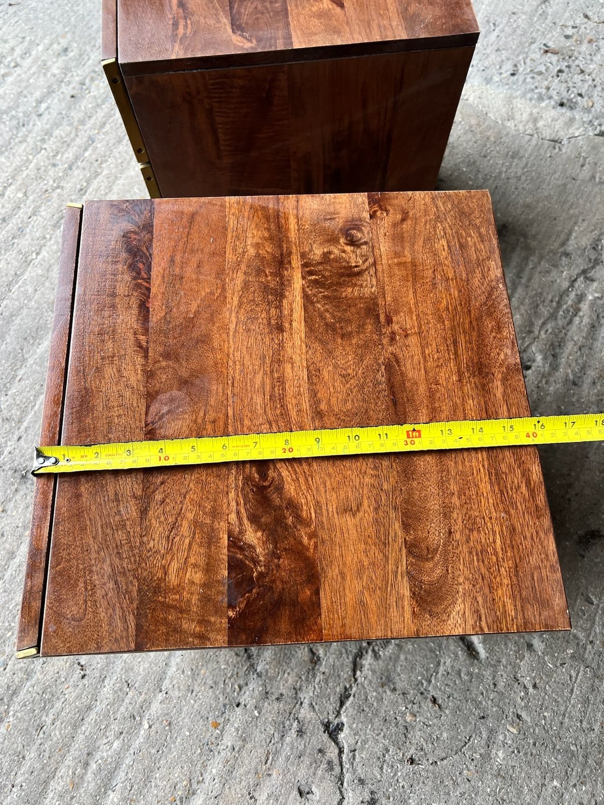 Pair Of Swoon Editions Mango Wood Bedside Tables – 3 Drawer Nightstands With Gold Detailing photo 250.0
