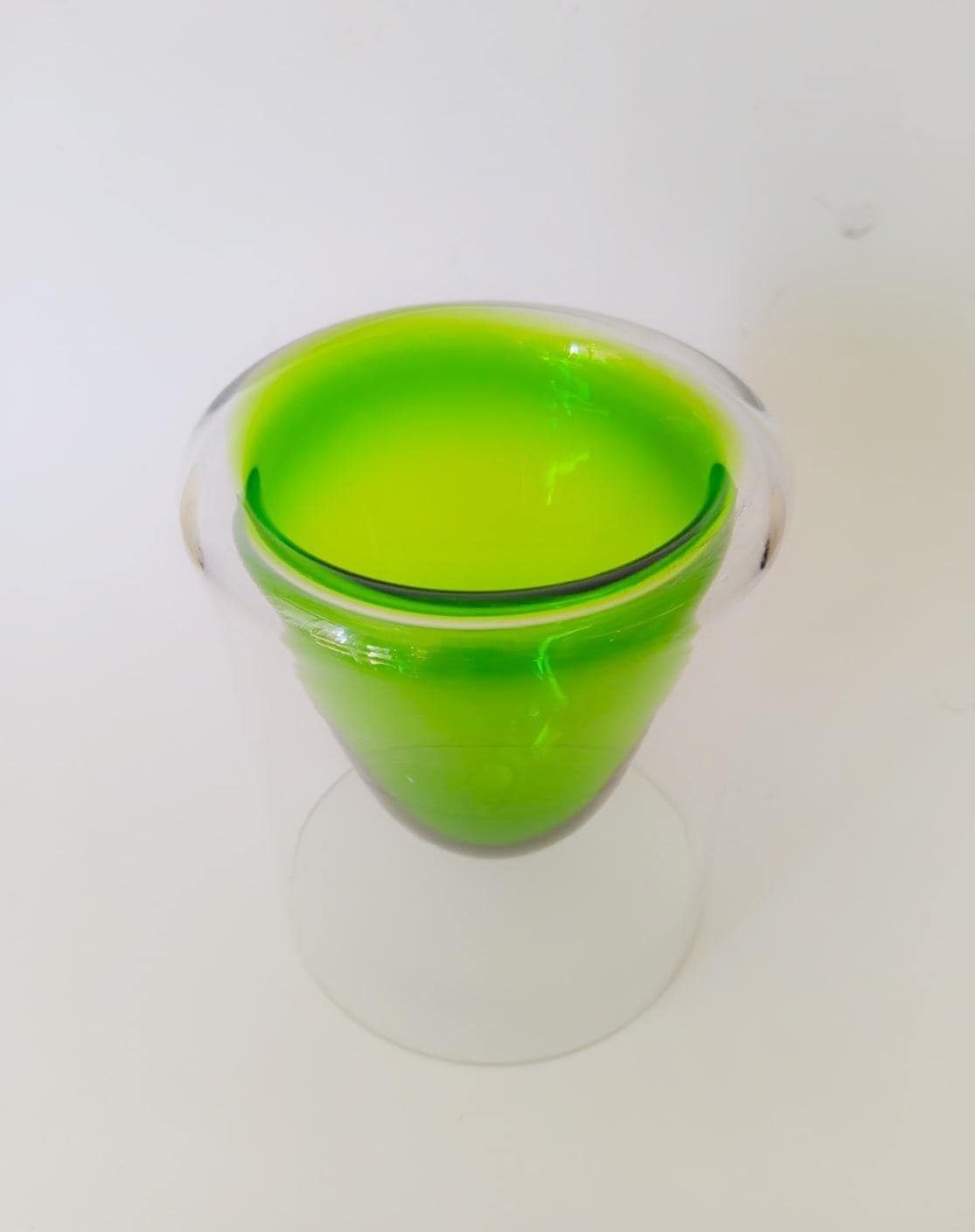 Rare Glass Vase Designed By Tapio Wirkkala Rosenthal Duo Vintage Green Cylindrical photo furniture