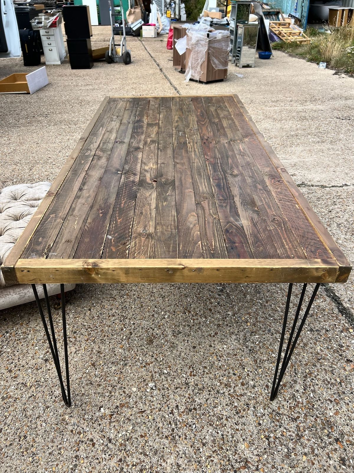 Industrial Dining Table – 6 Seater With Hairpin Legs (200cm X 95cm) photo furniture