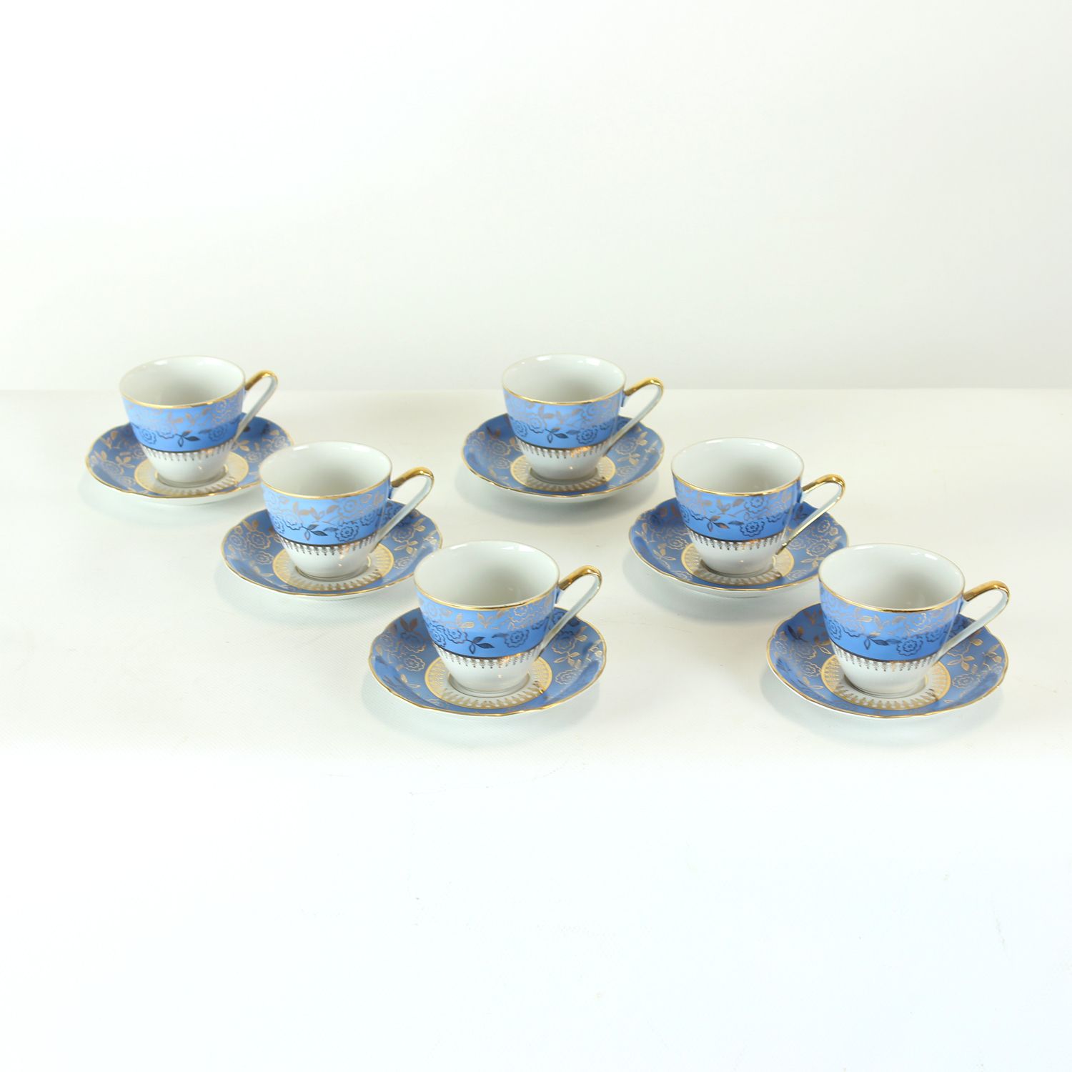 Vintage Blue & Gold Porcelain Tea Set By Stará Role, Czechoslovakia, 1950s photo buy